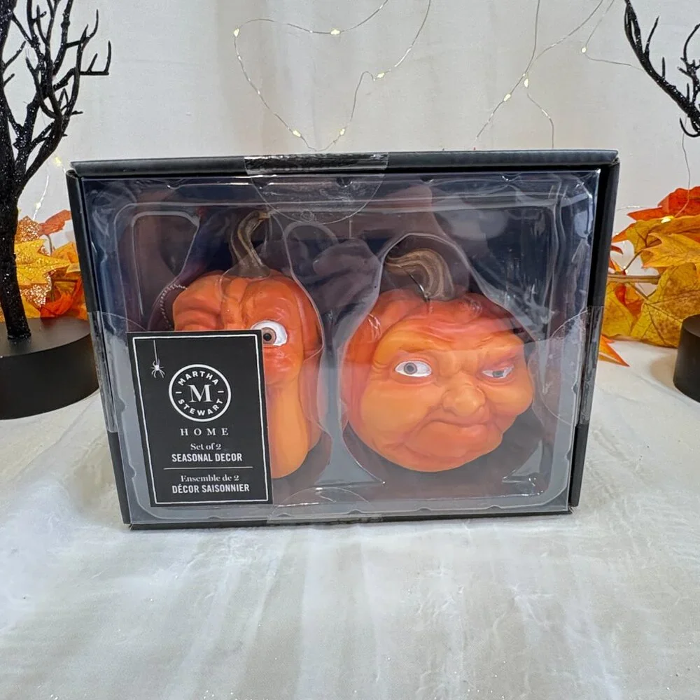 Martha Stewart Halloween Funny Jack O Lantern Pumpkin Faces Figurines Statue